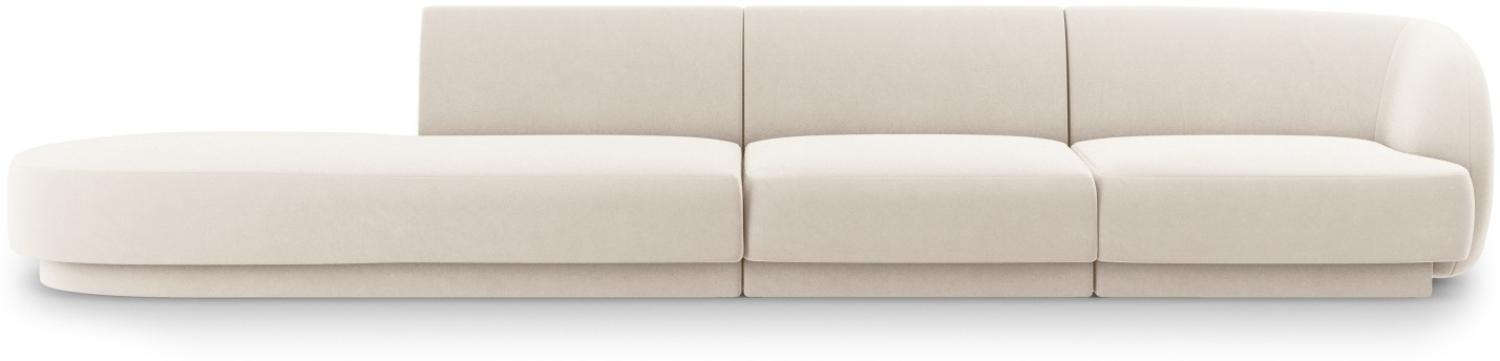 Micadoni 4-Sitzer Links Samtstoff Sofa Miley | Beinfarbe Black Plastic, Helles Beige, Samt Bild 1