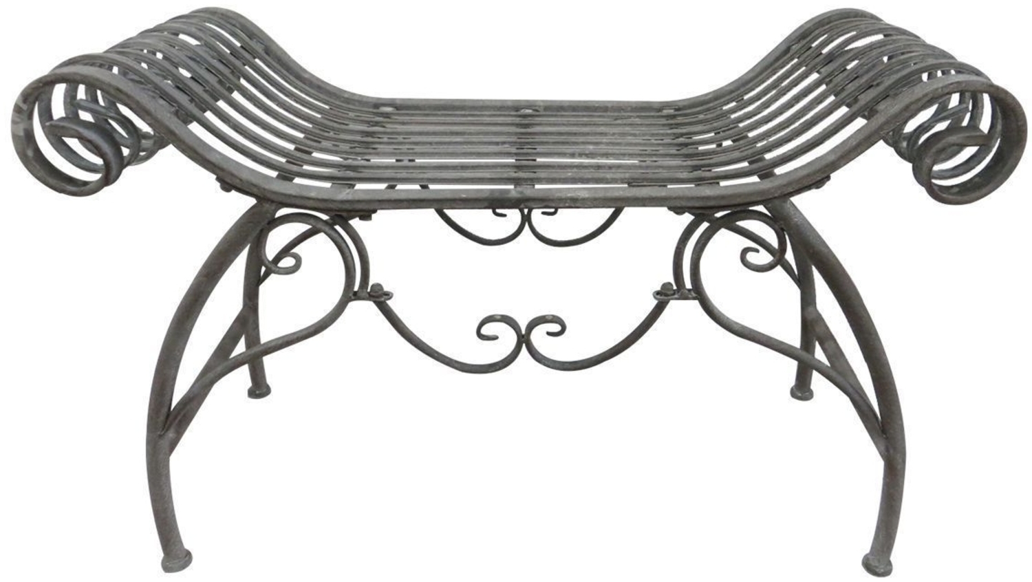 Sitzbank Eisenbank Gartenbank Metallbank Gartenmöbel Antik Design Deko grau Bild 1
