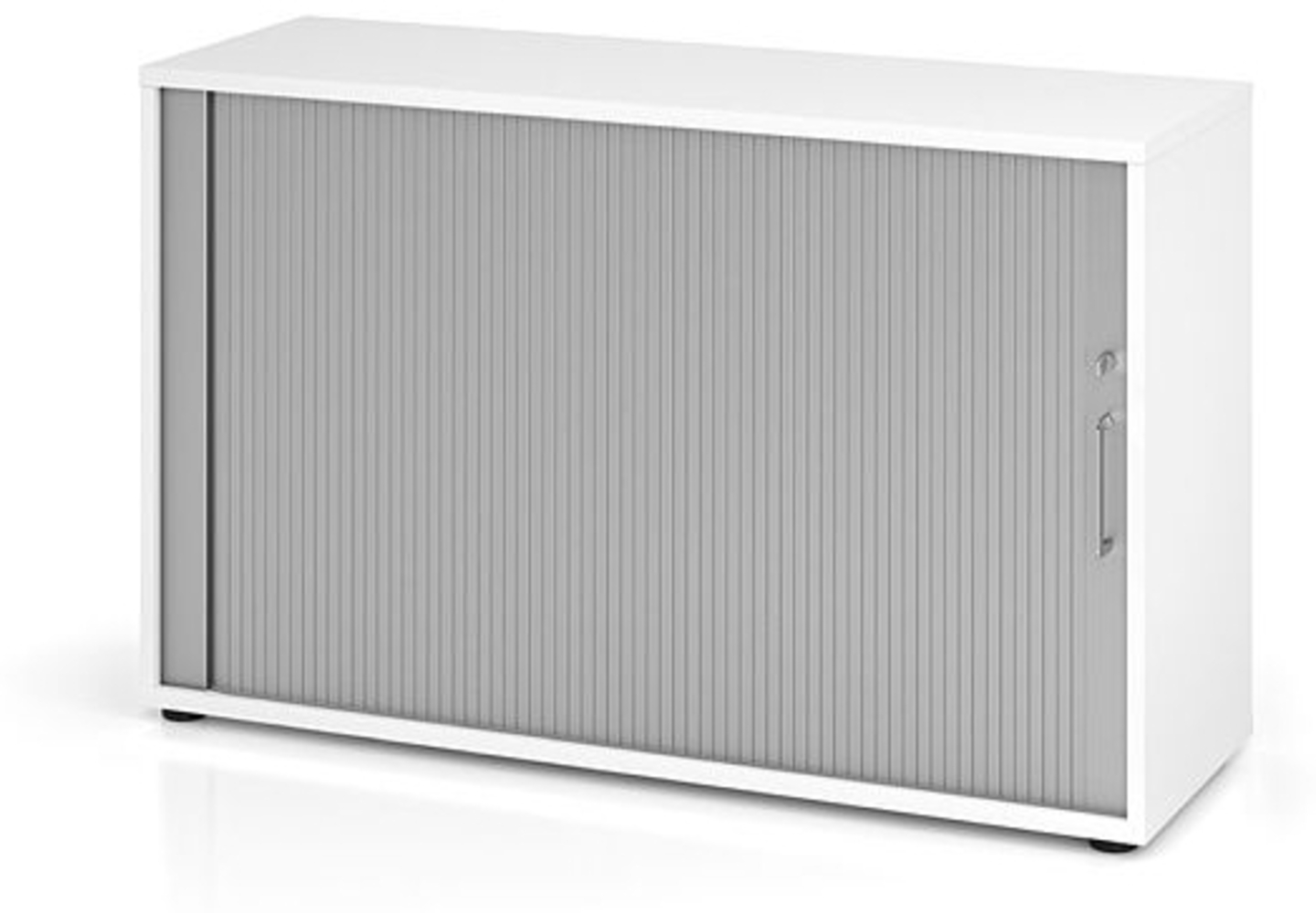 Rollladenschrank horizontal 2 Ordnerhöhen 120cm RE Weiß / Silber Bild 1