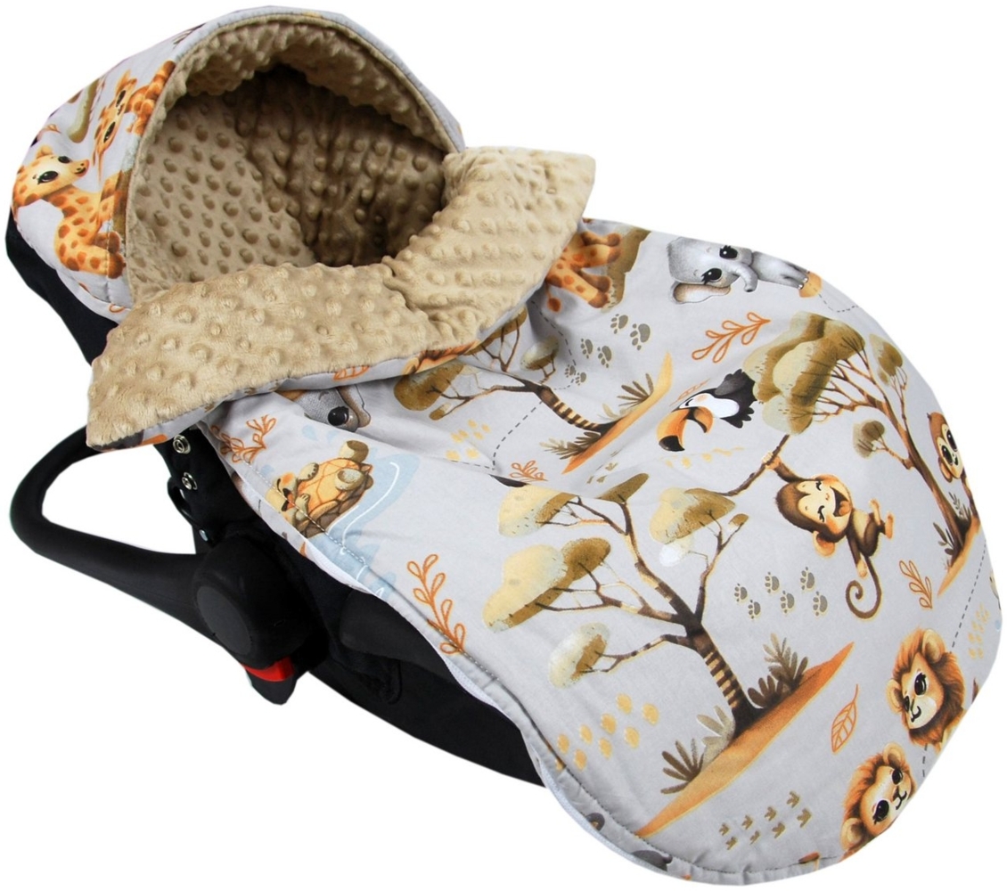 BabyLux Fußsack Sommerfußsack 90cm für Babyschale, Kinderwagen & Buggy Frühling Herbst, 149. Beige + Dschungel Fußsack Bild 1