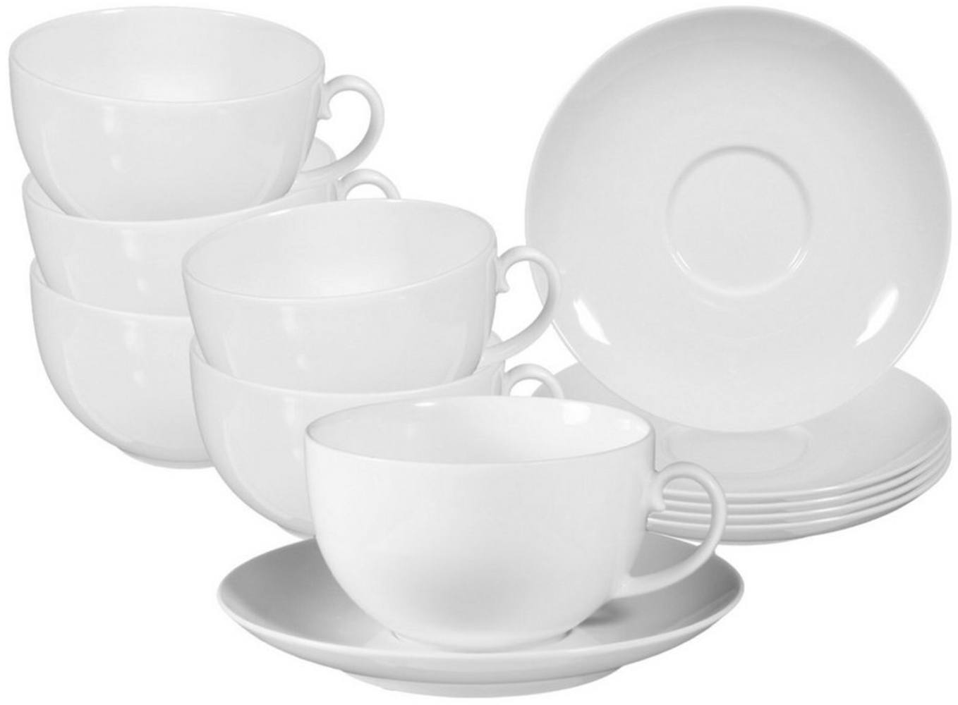 Seltmann Weiden Rondo/Liane Weiß Milchkaffeetasse mit Untertasse 0,35 l 6er Set Bild 1
