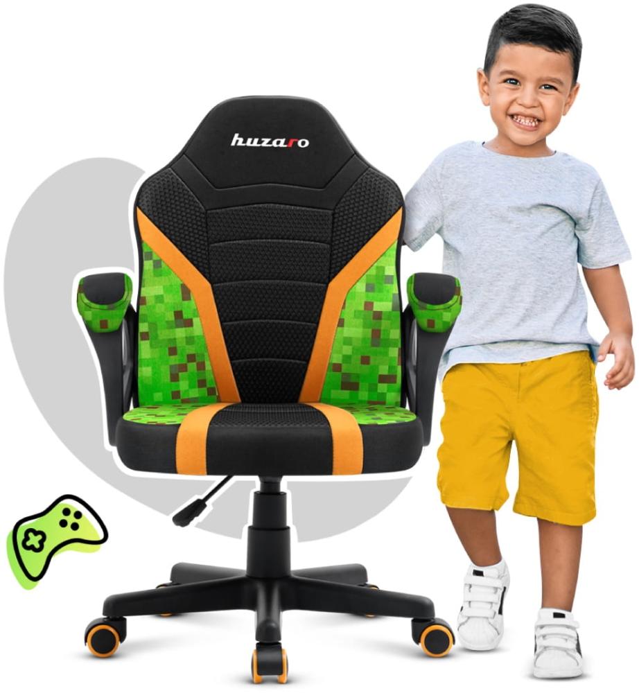 HUZARO RANGER 1.0 Pixel Mesh Kinderspielstuhl, schwarz-grün Bild 1