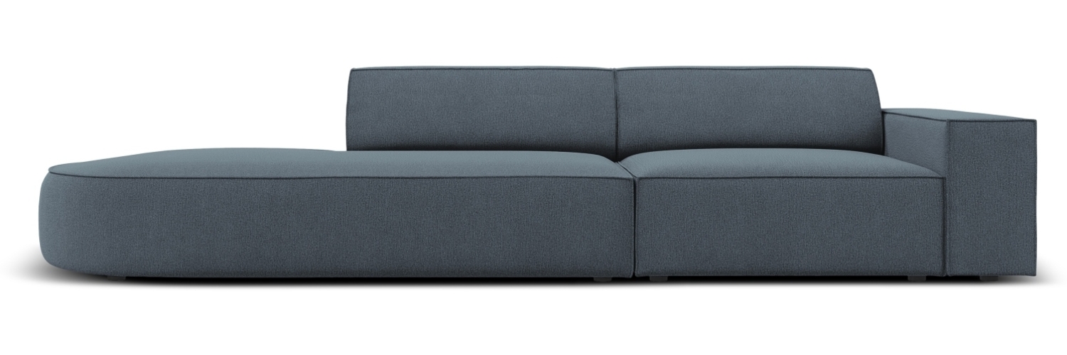 Micadoni 3-Sitzer Sofa Jodie offen runde Recamiere Links Strukturierter Stoff Blau Kunststoff schwarz Bild 1