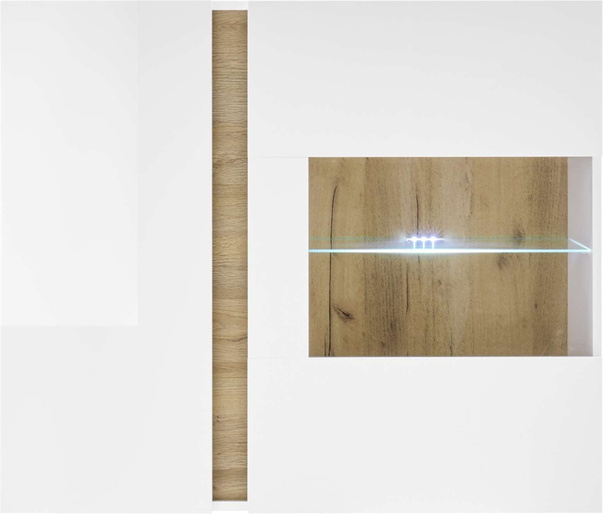 99rooms Clarissa Vitrine III Weiß Hochglanz Grandson Oak Dekor Bild 1