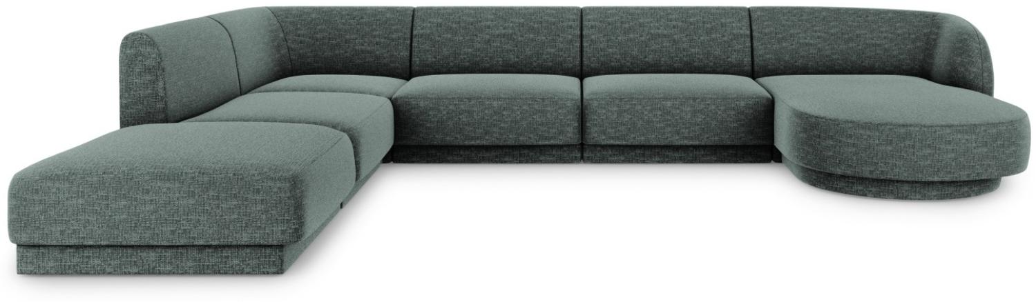 Micadoni 6-Sitzer Panorama Ecke links Sofa Miley | Beinfarbe Black Plastic, Petrol, Chenille Bild 1