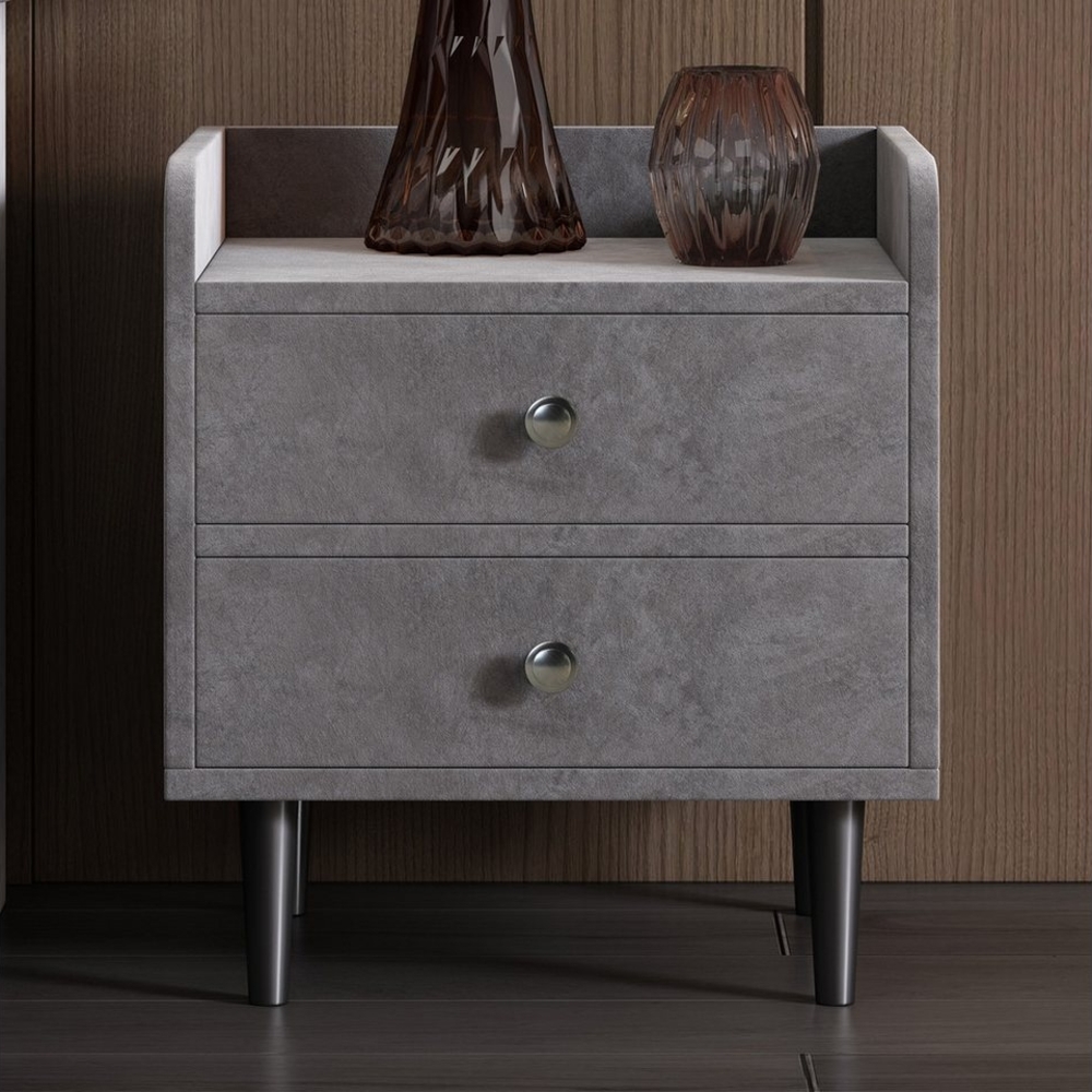 Furnishings Home Nachttisch Wohnzimmertisch Ablagetisch Schreibtisch (Perfekt für Wohnzimmer und Schlafzimmer), Beistelltisch mit 2 Schubladen, Samtstoff Bild 1