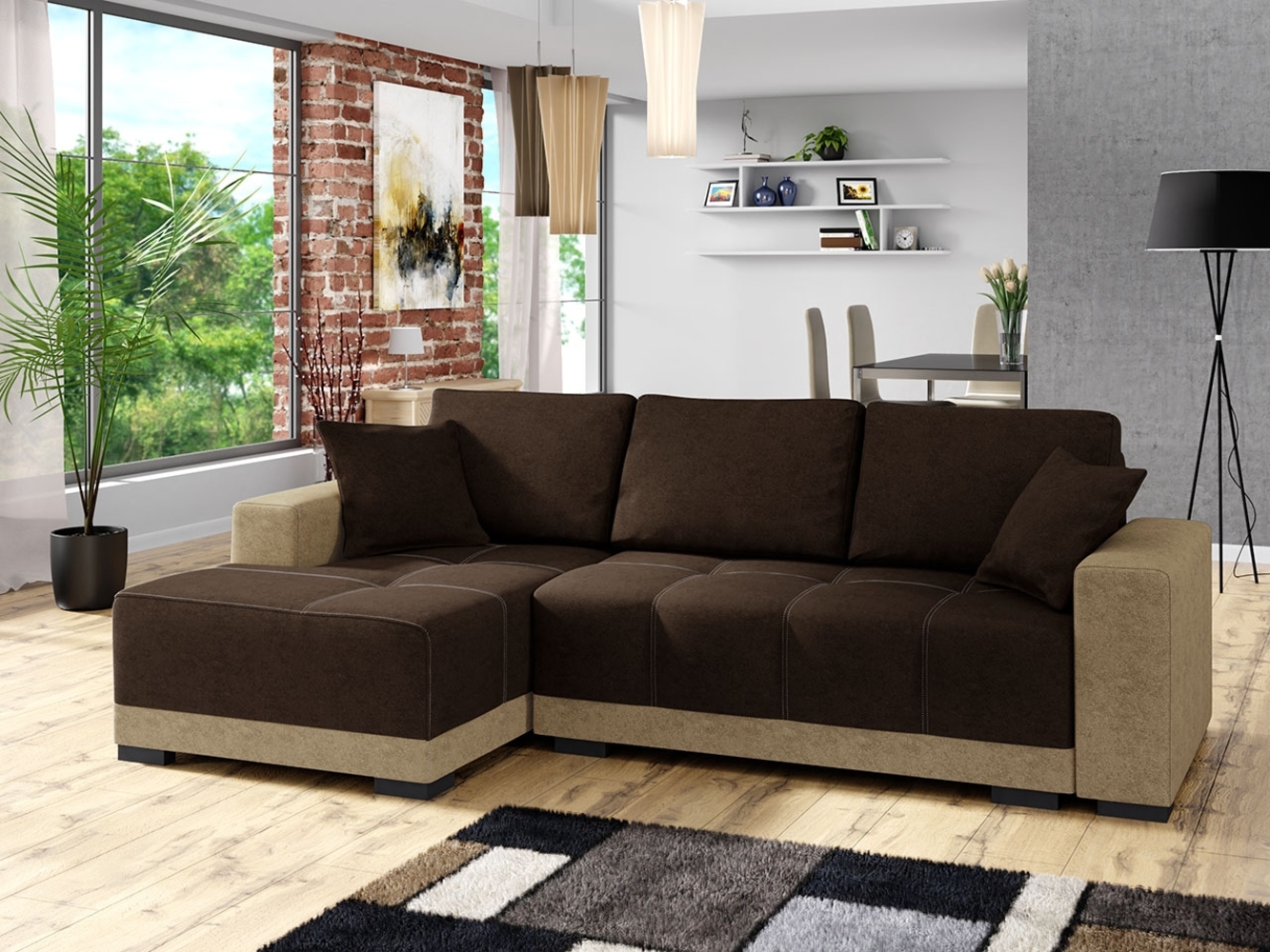 Ecksofa Dallas, Seite: Links, Farbe: Alova 07 + Alova 68 Bild 1