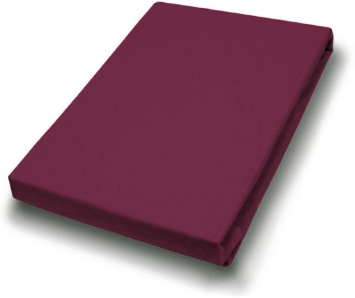 Hahn Haustextilien Jersey-Spannlaken Basic Größe 90-100x200 cm Farbe bordeaux Bild 1