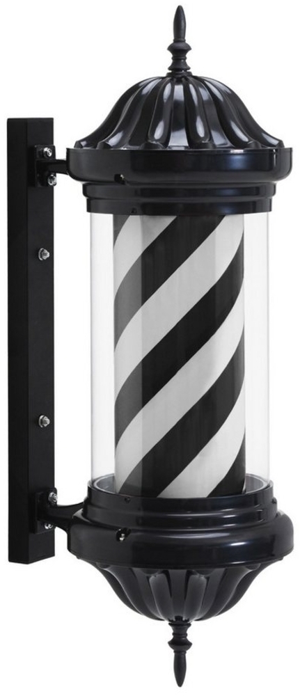BarberPub Barber Pole Barbierstab, Barbershop Friseurstange mit LED Leucht Salon Einrichtung, Drehbar Stange Friseursalon, Schwarze Weiße Streifen, Barbier Stange Licht 70 CM, Energie Sparen L054BB Bild 1