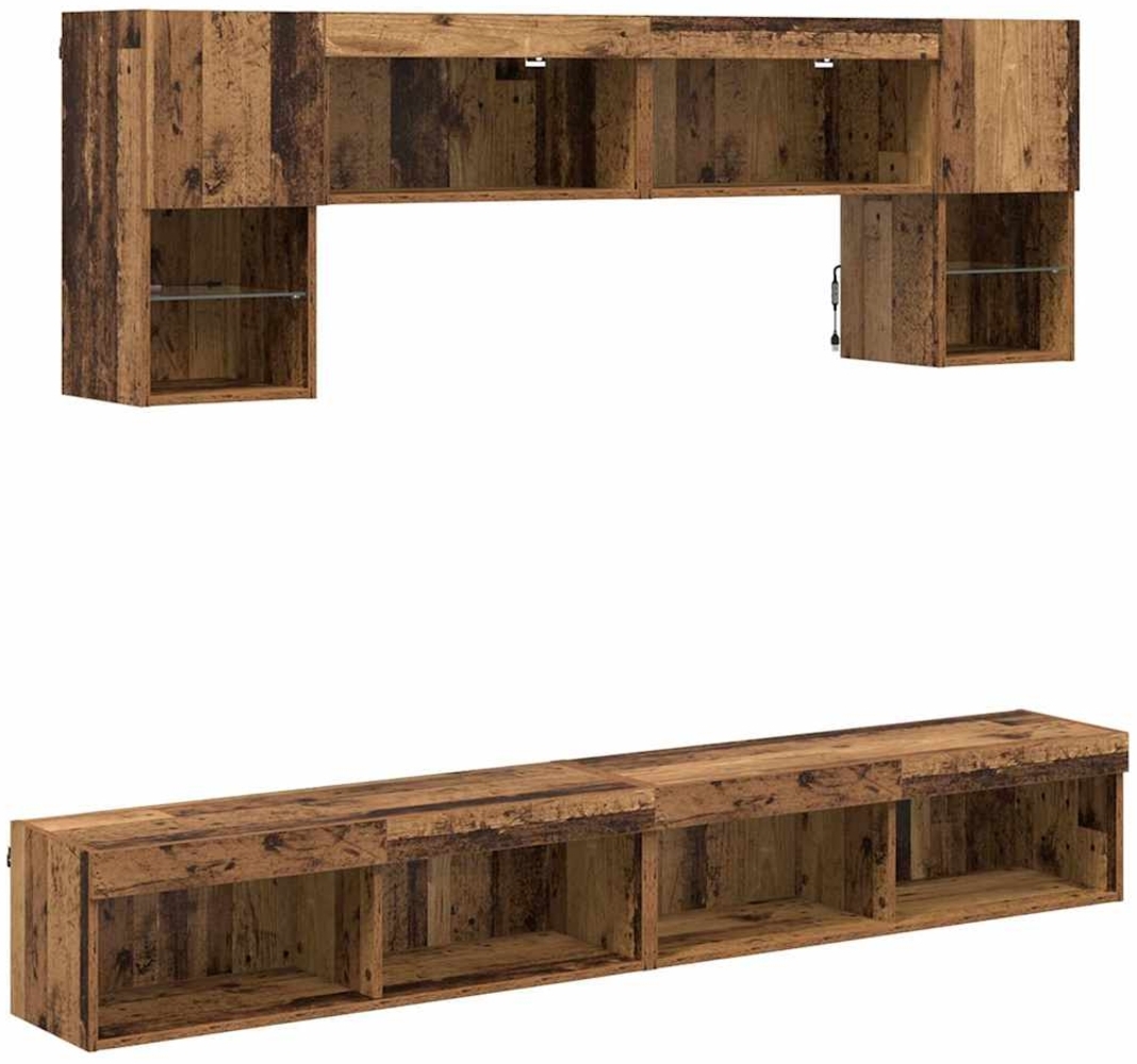 TV Wand Einheiten mit LED 6 pcs Altholz Holzwerkstoff 3402962 Bild 1