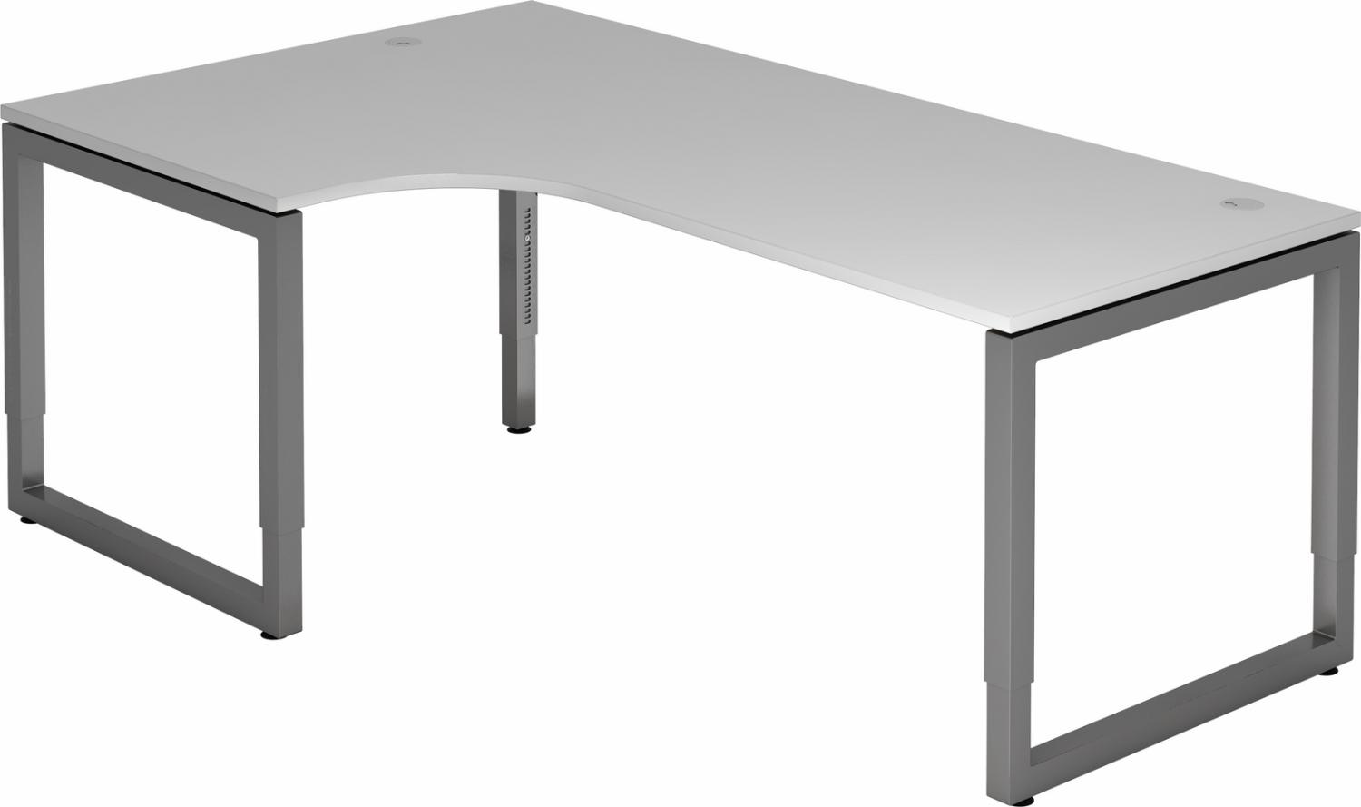 bümö höhenverstellbarer Eckschreibtisch R-Serie 200x120 cm in grau, Gestell in Graphit - Schreibtisch L Form, großer Tisch für's Büro, Computertisch höhenverstellbar, RS-82-5-G Bild 1