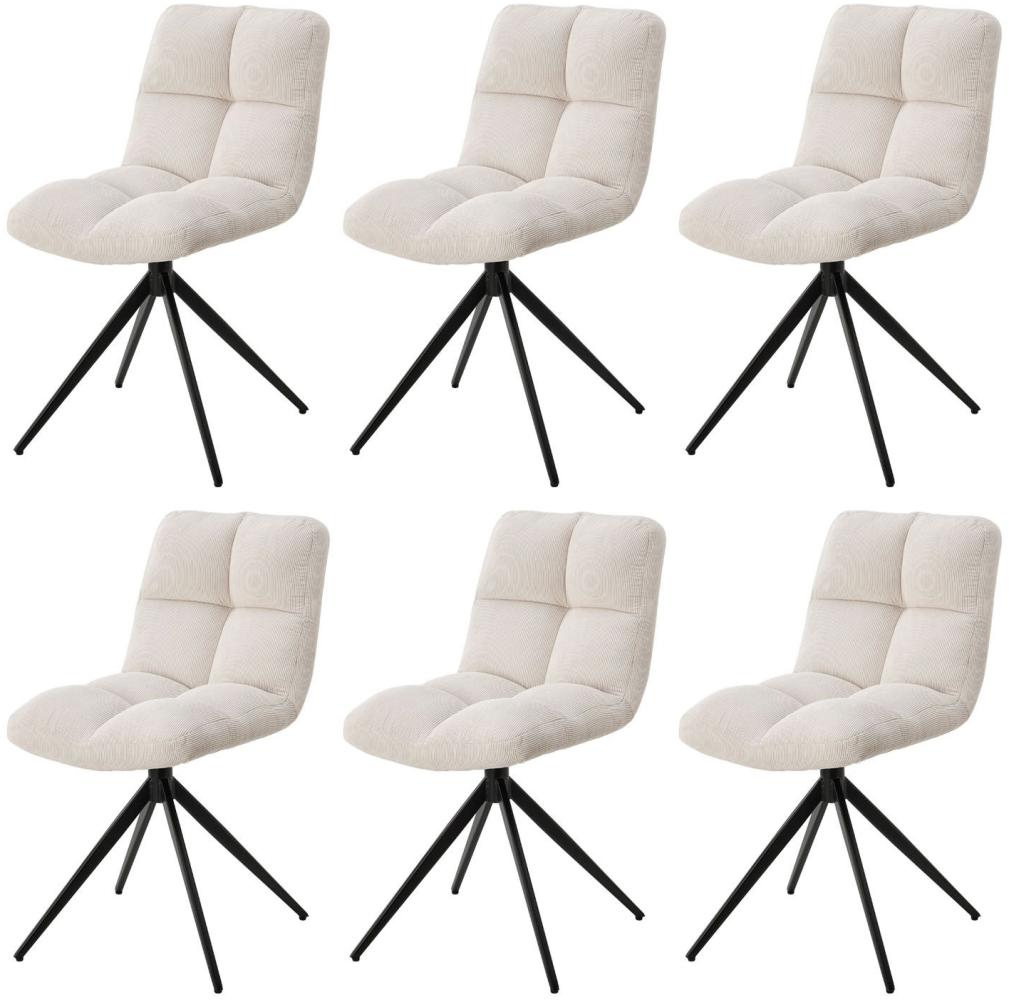 Juskys Drehstuhl Dallas 6er Set - Esszimmerstühle drehbar, Stoff Bezug - Stuhl bis 120 kg belastbar - Stühle Esszimmer, Esszimmerstuhl Cord Beige Bild 1