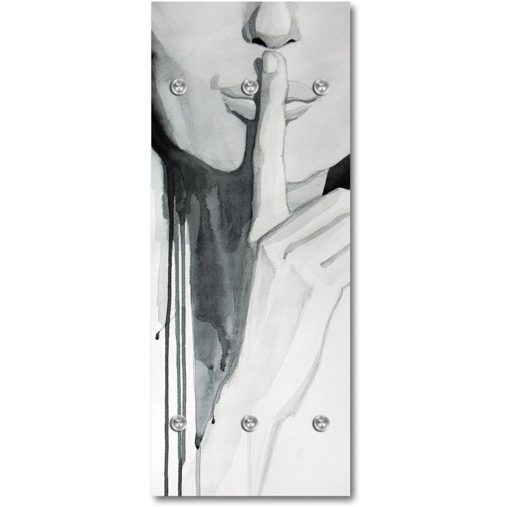 Queence Garderobe - "Silencio" Druck auf hochwertigem Arcylglas inkl. Edelstahlhaken und Aufhängung, Format: 50x120cm Bild 1