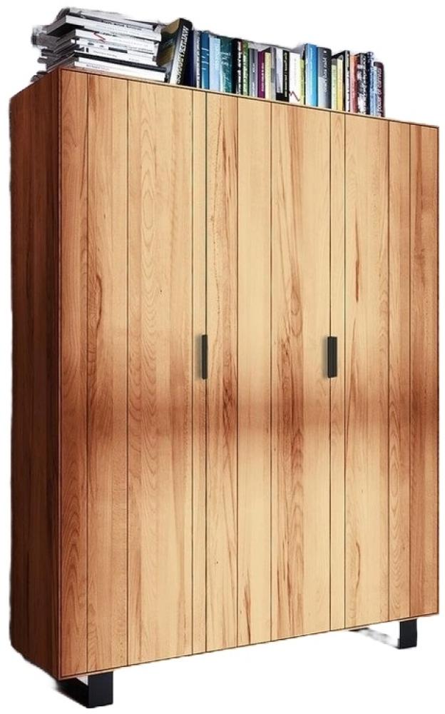 Kleiderschrank Leeds Kernbuche massiv 149x50x210 Metallfußgestell mit 3 Türen Bild 1