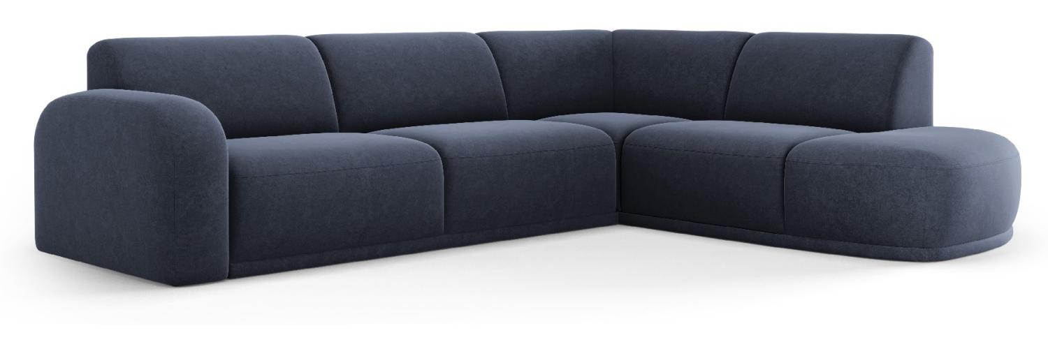 Micadoni Ecksofa Erin 4-Sitzer 1 Armlehne Rechts Samtstoff Dunkelblau Bild 1