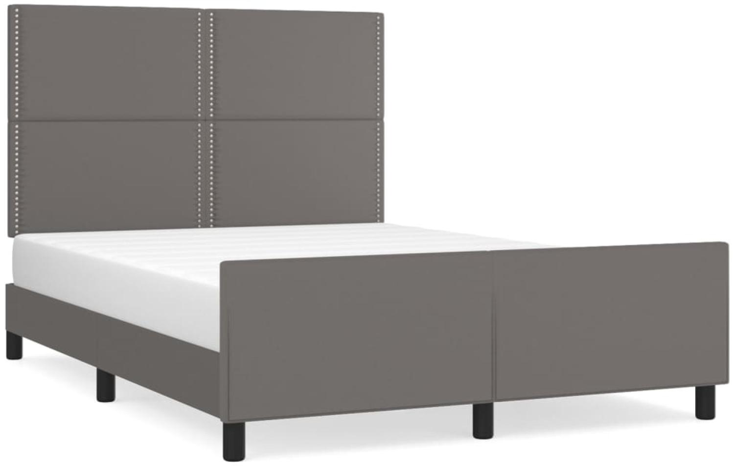 vidaXL Bettgestell mit Kopfteil Grau 140x200 cm Kunstleder 3125516 Bild 1
