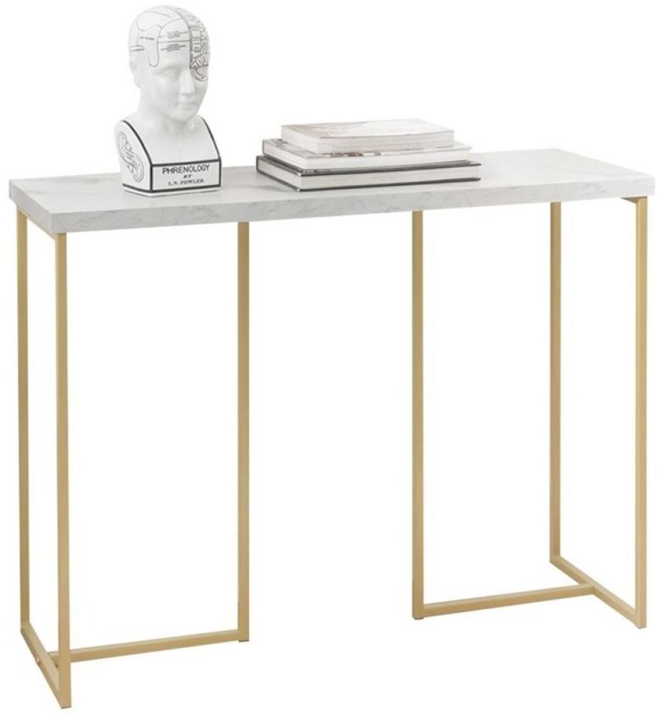 SoBuy Konsolentisch FSB58, mit goldenem Metallrahmen Flurtisch Dekotisch Sideboard Beistelltisch Bild 1