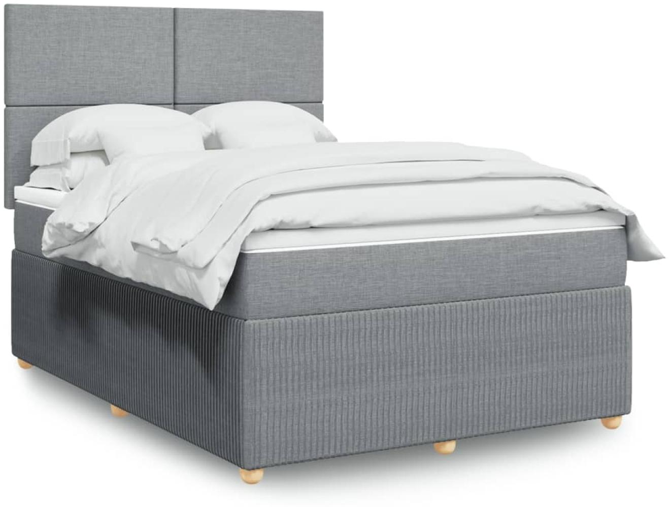 vidaXL Boxspringbett mit Matratze Hellgrau 140x200 cm Stoff 3294372 Bild 1