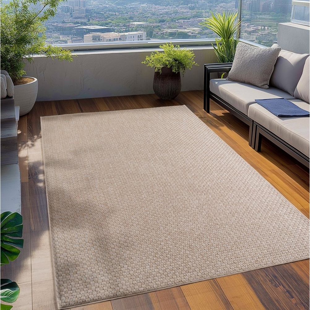 Teppium Teppich Einfarbiger Geflochtener Teppich, Rechteckig, Höhe: 5 mm, Indoor Outdoor Teppich Wetterfest 3D Optik Wohnzimmer Küchen Terrasse Bild 1