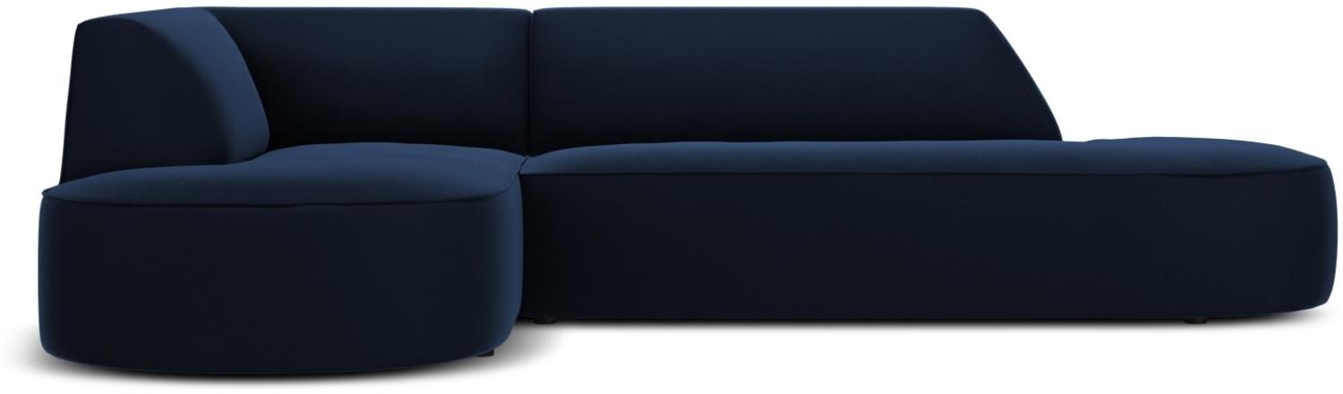 Micadoni 4-Sitzer Samtstoff Modular Ecke links Sofa Ruby | Bezug Royal Blue | Beinfarbe Black Plastic Bild 1