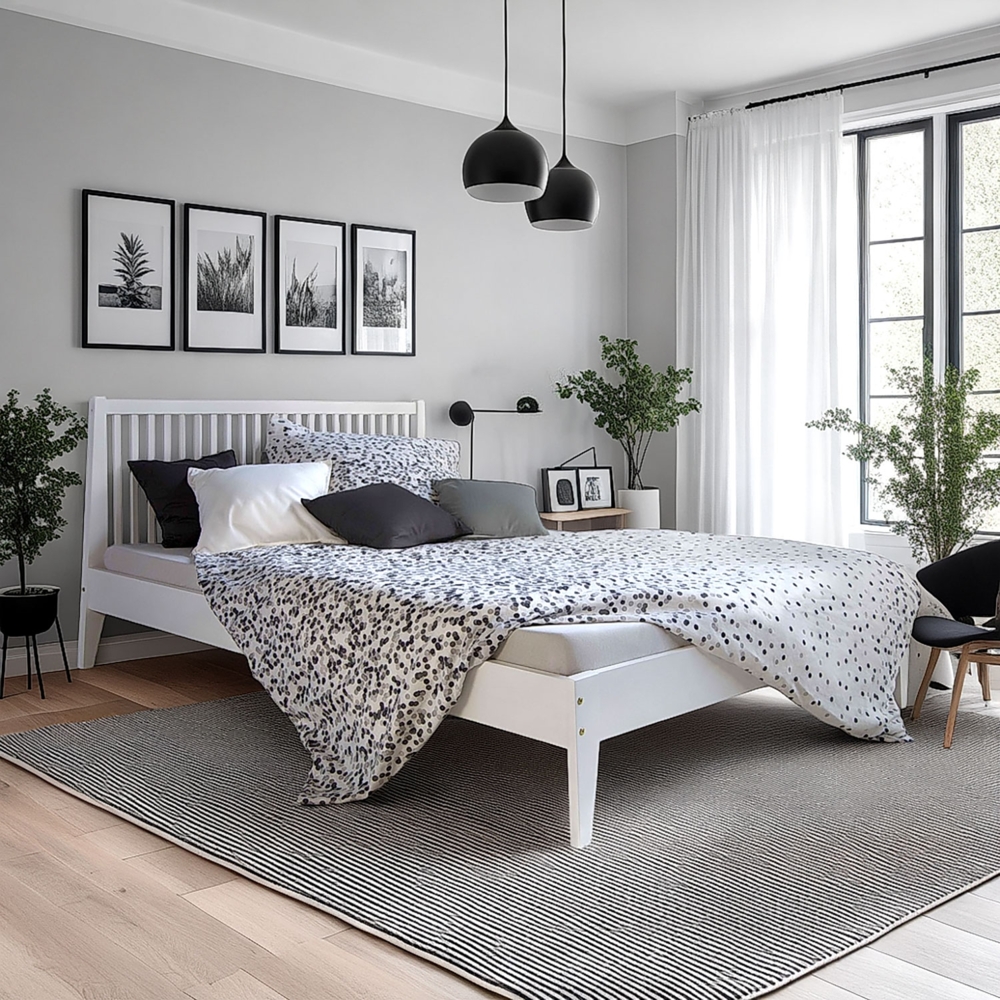 Holzbett, weiß Kiefer Bett Massivholz, 140x200 Bild 1