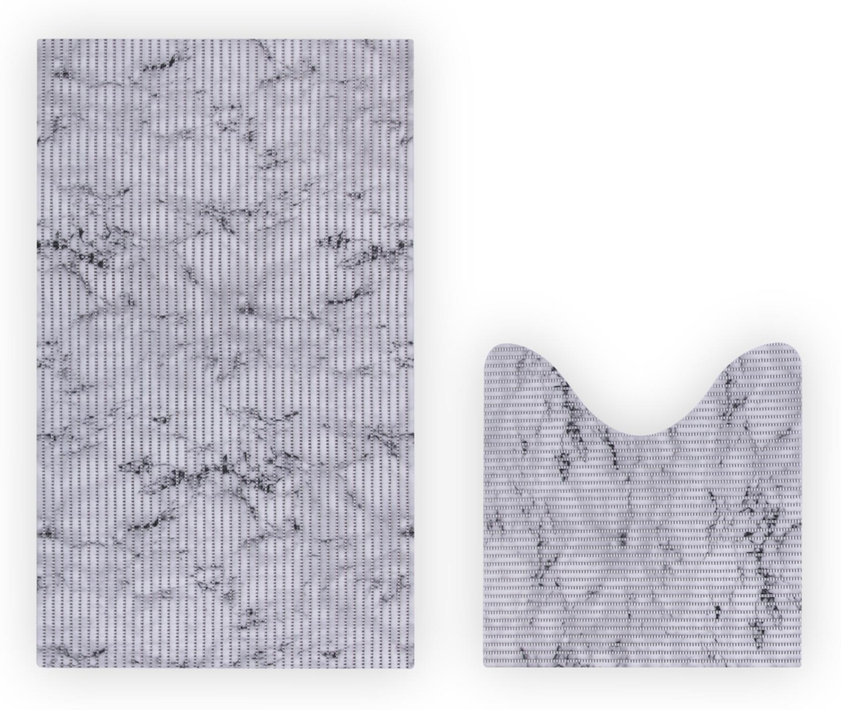 Teppich Badgarnitur 2-teilig - Marmor - Weichschaummatte ( 80x48cm / 48x48cm ) - Badvorleger Badteppich Badezimmerteppich - Antirutsch Bad Dusche Bild 1