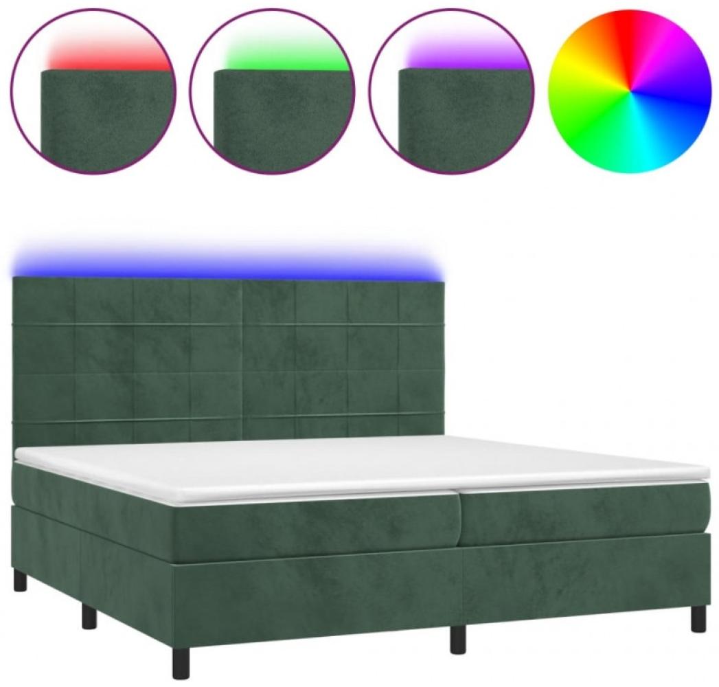 Boxspringbett mit Matratze & LED Dunkelgrün 200x200 cm Samt Bild 1