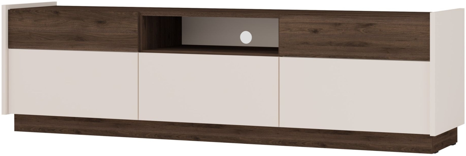 Selsey 'Kobbe' TV-Schrank mit 5 Schubladen und offenem Fach, beige / Nussbaum-Optik, ca. 50 x 173 x 40 cm Bild 1