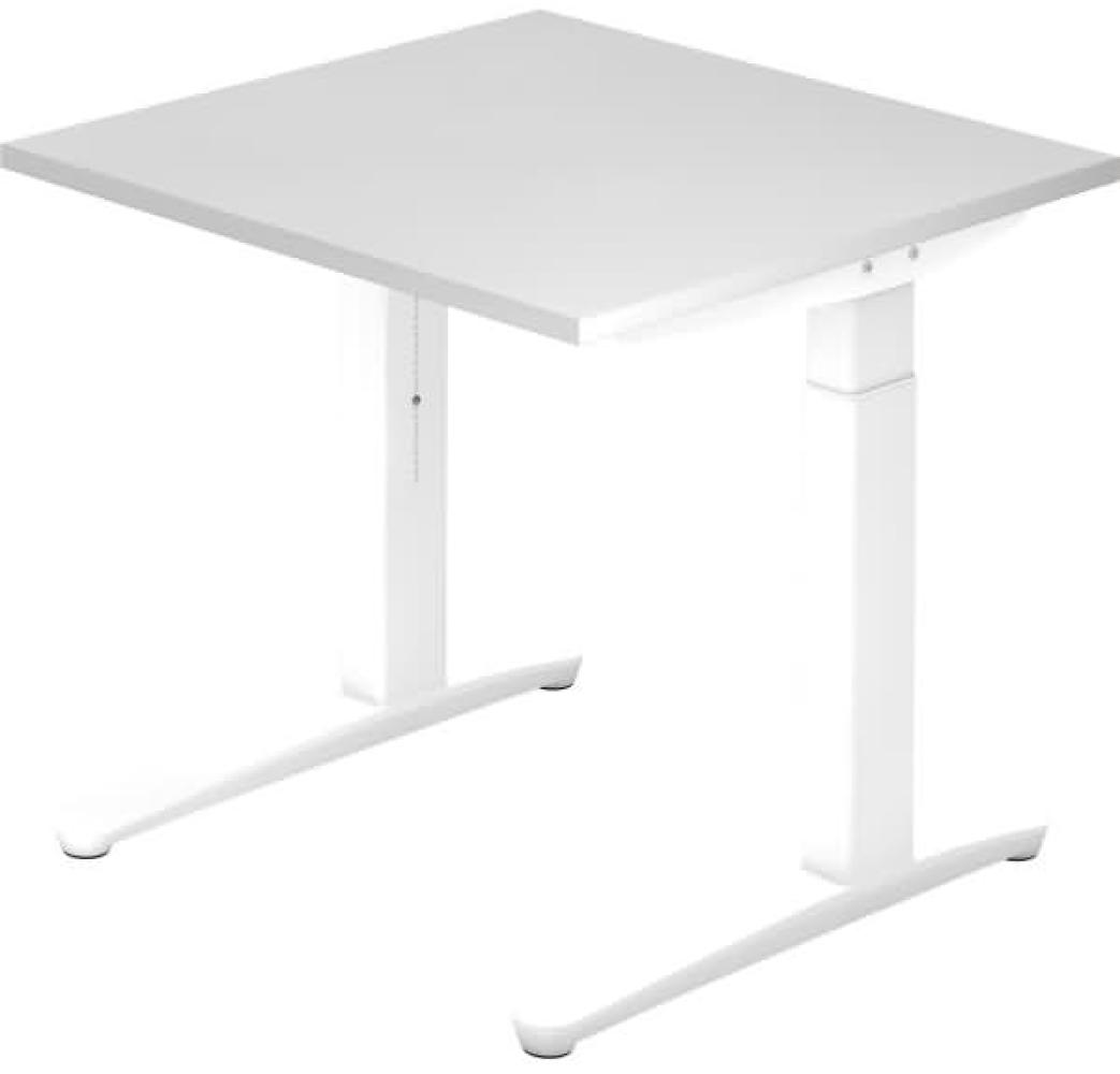 'XB08' Schreibtisch C-Fuß 80x80 cm Weiß Weiß Bild 1