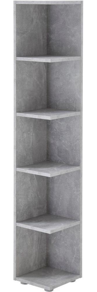 CORNER Light Eckregal in Beton Optik - Platzsparendes Standregal mit 5 offenen Fächern für Wohnzimmer, Jugendzimmer oder Flur - 24 x 142 x 26 cm (B/H/T) Bild 1