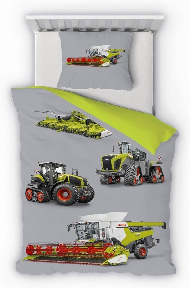 Träumschön Jugendbettwäsche CLAAS Premium Baumwolle 135x200 cm, Terra Trac Traktoren, Baumwolle, 2 teilig, mit Reißverschluss, luftig und leichte Sommerbettwäsche von CLAAS Bild 1
