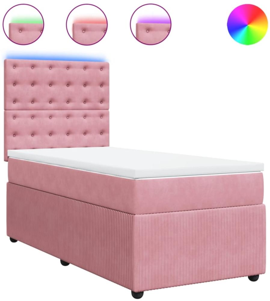 vidaXL Boxspringbett mit Matratze Rosa 90x190 cm Samt 3294531 Bild 1