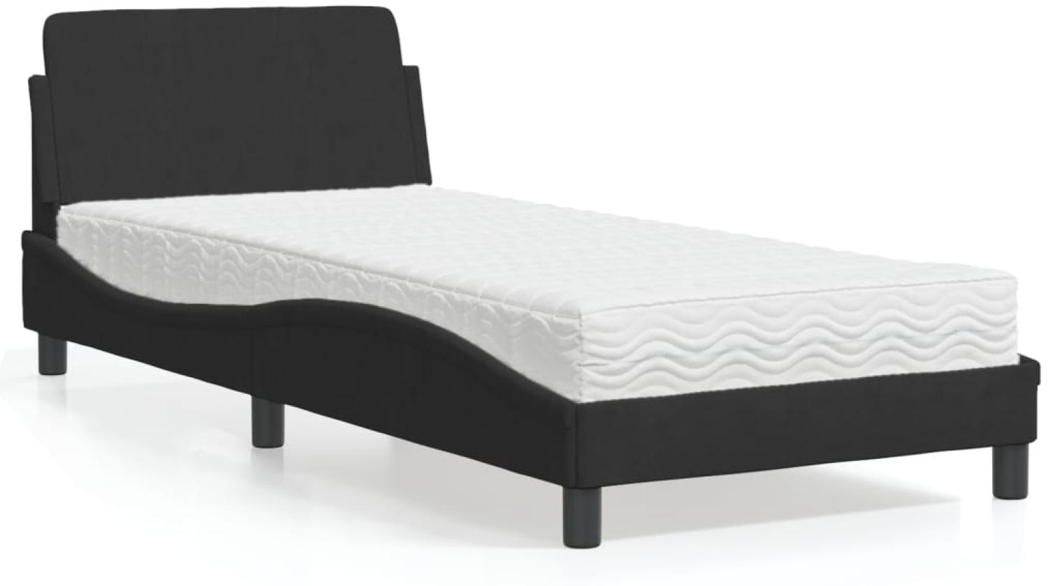 vidaXL Bett mit Matratze Schwarz 80x200 cm Samt 3208293 Bild 1