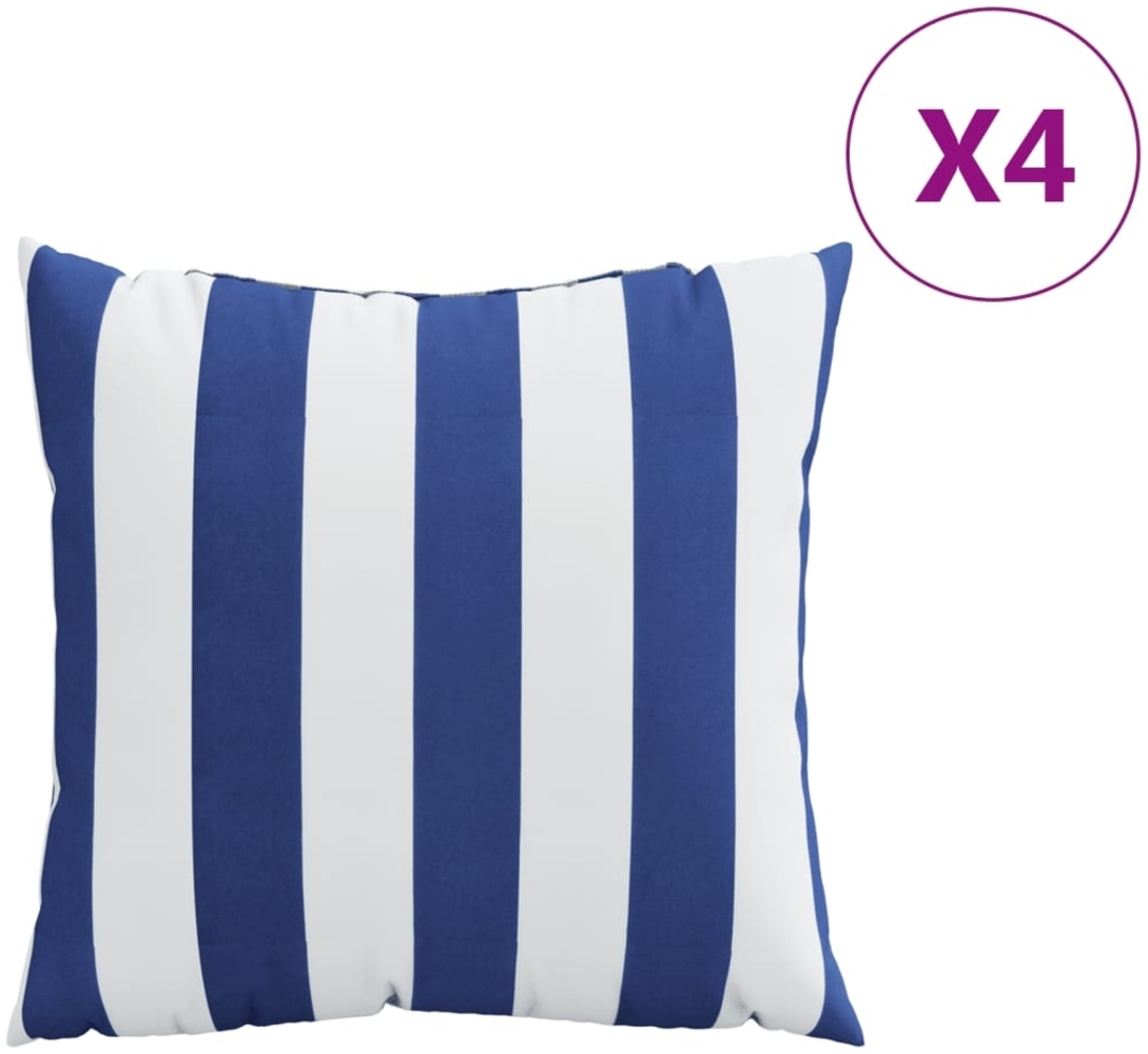 vidaXL Zierkissen 4 Stk. Blau & Weiß Gestreift 60x60 cm Stoff 360418 Bild 1