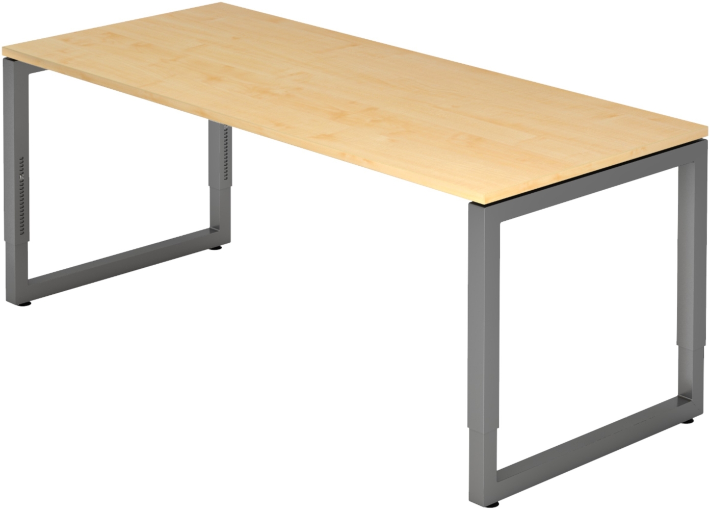 bümö höhenverstellbarer Schreibtisch R-Serie 180x80 cm in Ahorn, Gestell in Graphit - großer PC Tisch für's Büro manuell höhenverstellbar, Computertisch verstellbar, RS-19-3-G Bild 1