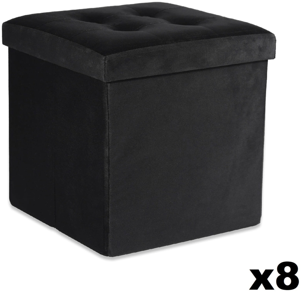 Valora FALTBARER POUFFE L Samtschwarzer Aufbewahrungssitz x8 Bild 1