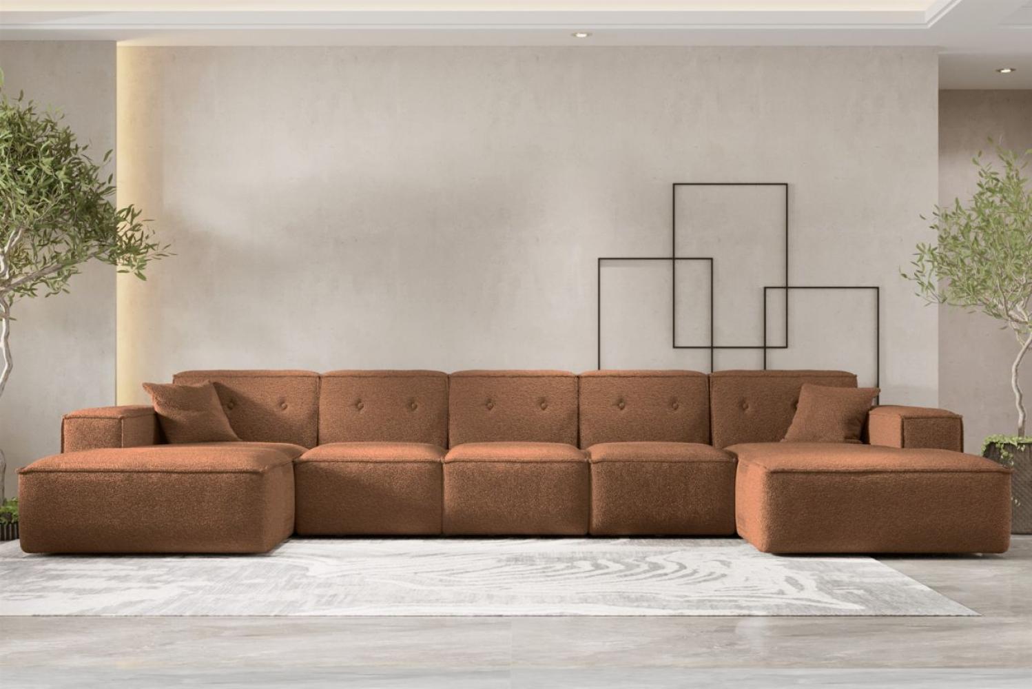 Wohnlandschaft Sofa U-Form CESINA XL in Stoff Ascot Bukla Rostbraun Bild 1