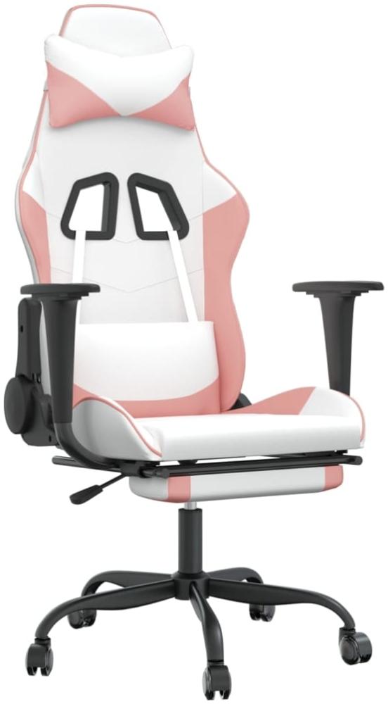 vidaXL Gaming-Stuhl mit Fußstütze Weiß und Rosa Kunstleder 3143662 Bild 1