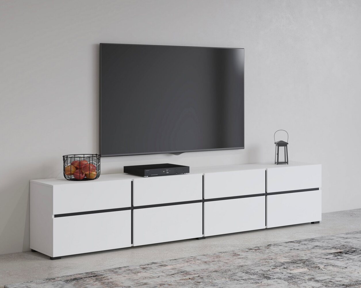 INOSIGN Lowboard Cross, moderne grifflose TV-Kommode,4 Klappen/4 Schubkästen, Breite 225 cm, TV-Schrank mit viel Stauraum, TV-Board Bild 1
