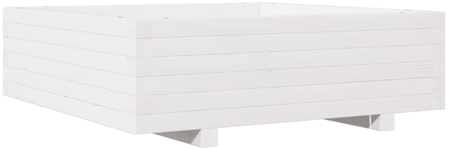 vidaXL Pflanzkübel Weiß 80x80x26,5 cm Massivholz Kiefer 847309 Bild 1