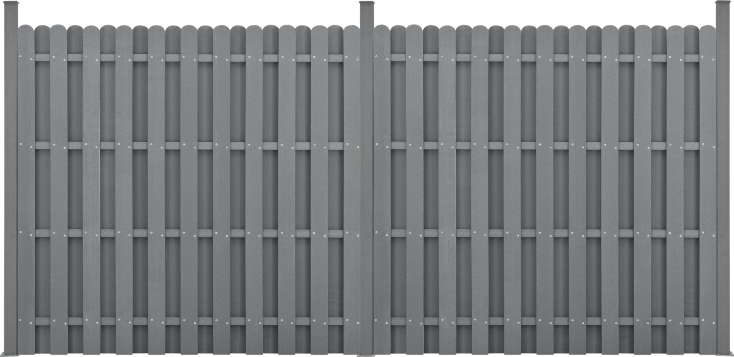 WPC Gartenzaun Langero 185x376 cm Grau neu. holz Bild 1