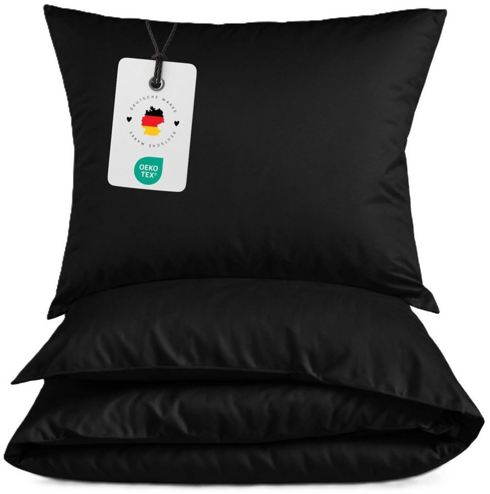 Carpe Sonno Bettwäsche Leichte Renforce Bettwäsche 135x200 155x220 Baumwolle Einfarbig Uni, Renforcé, Uni Bettbezug 155x220 Schwarz - Extra Leicht & Oeko-Tex Bild 1