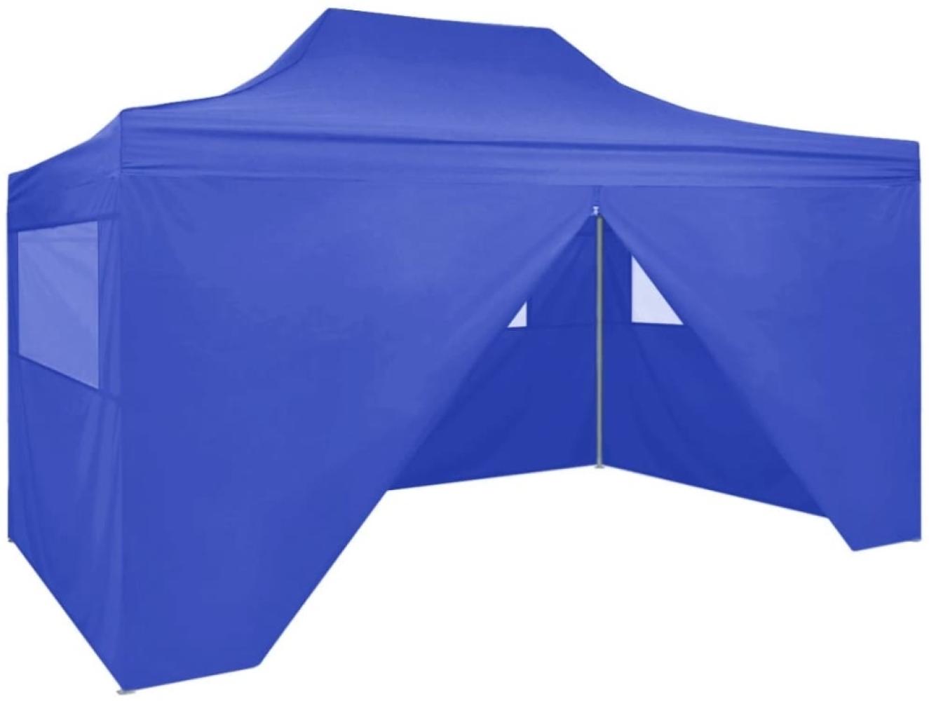 vidaXL Profi-Partyzelt Faltbar mit 4 Seitenwänden 3×4m Stahl Blau 48891 Bild 1