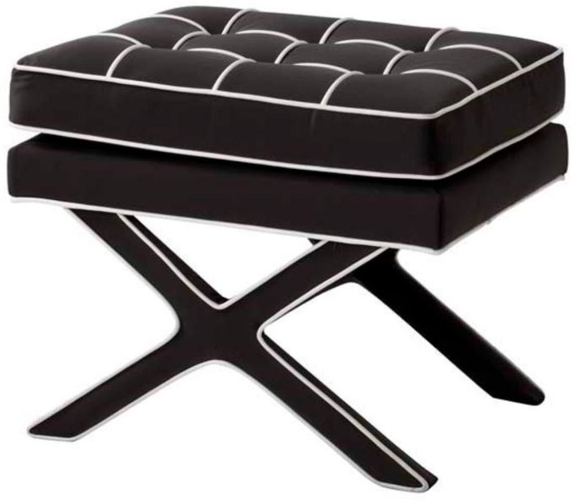 Casa Padrino Luxus Kreuzhocker Schwarz / Weiß - Designer Hotel Hocker Bild 1