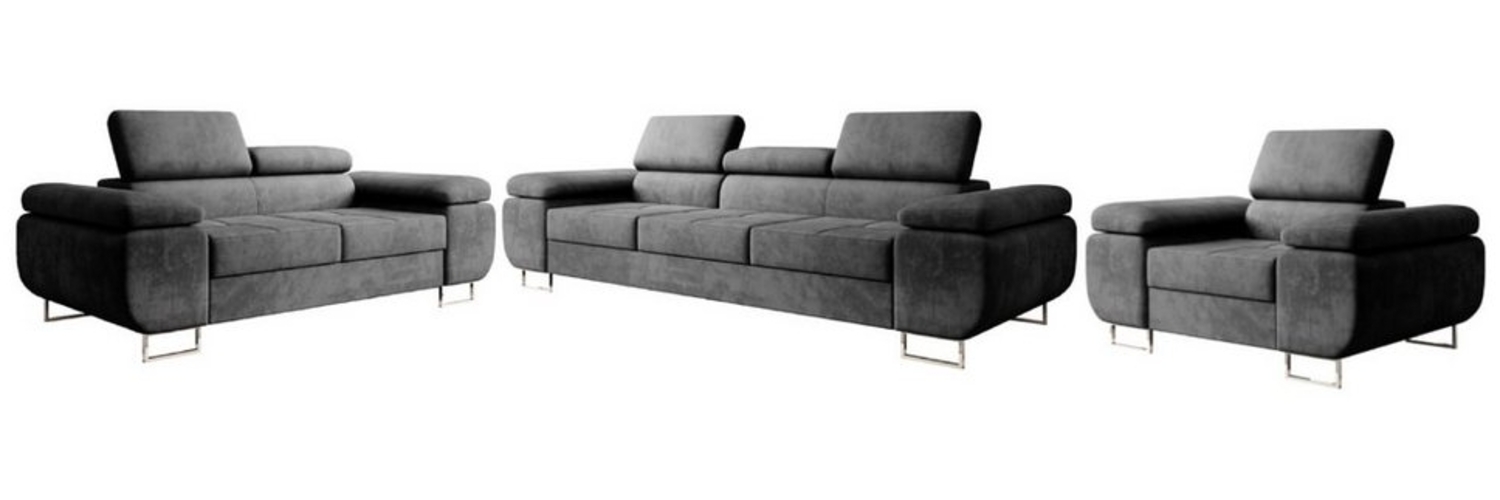 inter Wohnlandschaft Sofa-Set MALTA 3-2-1 mit Bettfunktion und verstellbare Kopfstützen, 3-Sitzer mit Bettfunktion und Kopfteilverstellung, 2-Sitzer mit Kopfteilverstellung, Sessel mit Kopfteilverstellung, Bettfunktion verstellbareKopfstützen Bild 1