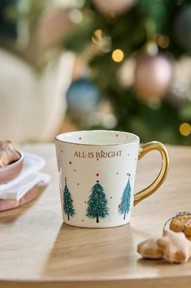 Next Becher Henkeltasse, Weihnachtsbäume, Steingut Bild 1