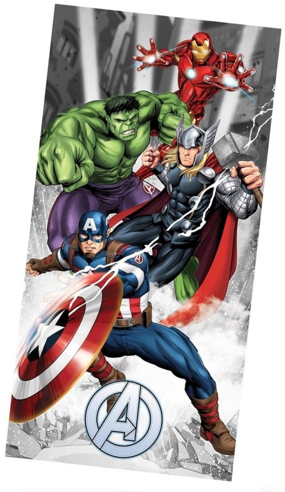 MTOnlinehandel Badetuch Avengers 70x140 cm, 100 % Baumwolle, Marvel's Avengers Heroes, Baumwolle (1-St), Captain America, Iron Man, Hulk & Thor Bade- / Strandtuch für Kinder Bild 1