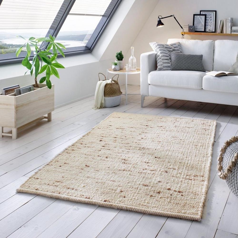 TaCa Home Wollteppich Handweb Woll-Teppich Neuseeland, rechteckig, Höhe: 10 mm, Natur - 70 x 130 cm Bild 1