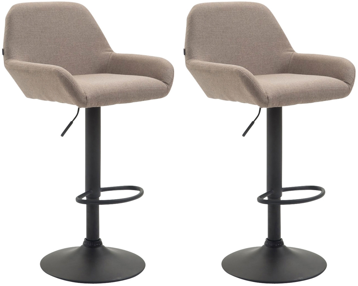 DELUKE® Barhocker 2er Set DUBLIN - Taupe, Stoff, Schwarz Barhocker mit Lehne Barstuhl Tresenhocker Tresenstuhl Kneipenhocker Kneipenstuhl Bild 1