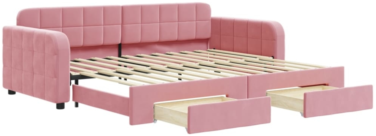 vidaXL Tagesbett Ausziehbar mit Schubladen Rosa 90x200 cm Samt 3196980 Bild 1